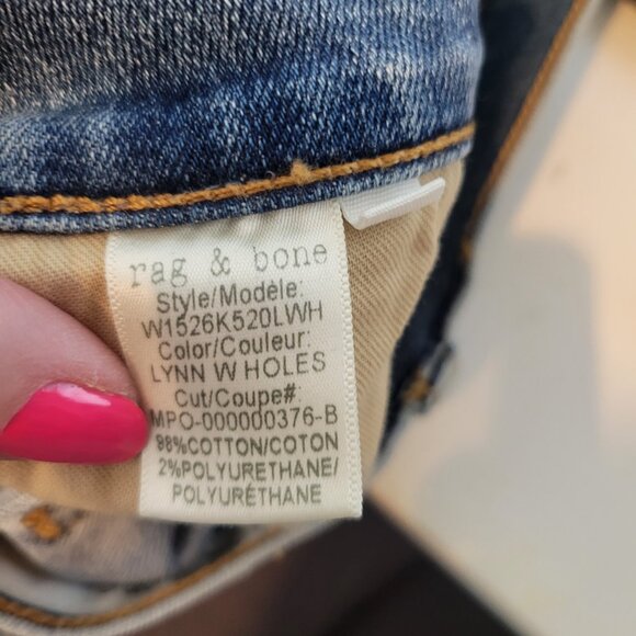 Rag & Bone Lynn w/Holes Jeans Size 25 - Picture 8 of 8